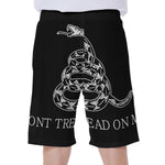 Black And White Gadsden Flag Print Men's Beach Shorts