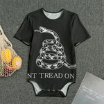 Black And White Gadsden Flag Print Men's Bodysuit