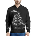 Black And White Gadsden Flag Print Men's Bomber Jacket