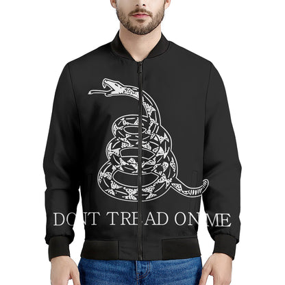 Black And White Gadsden Flag Print Men's Bomber Jacket