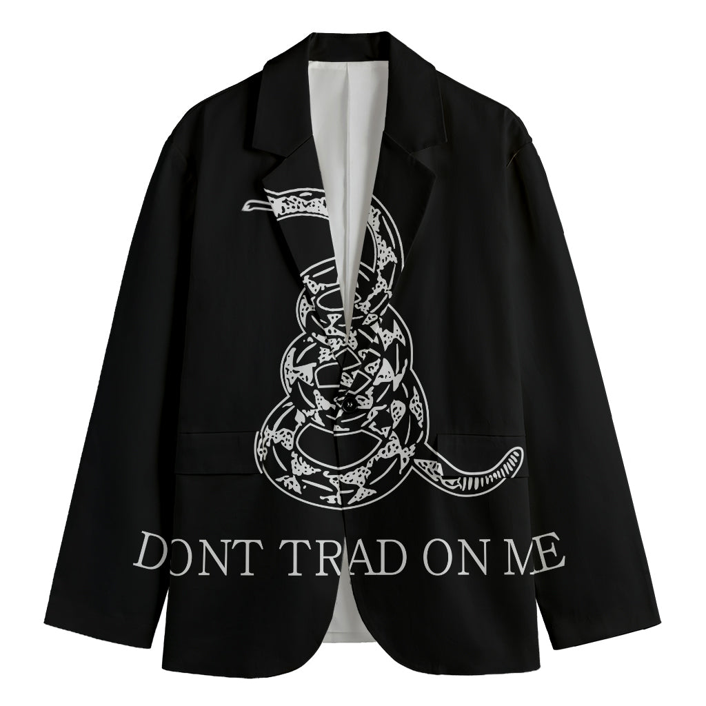 Black And White Gadsden Flag Print Men's Cotton Blazer
