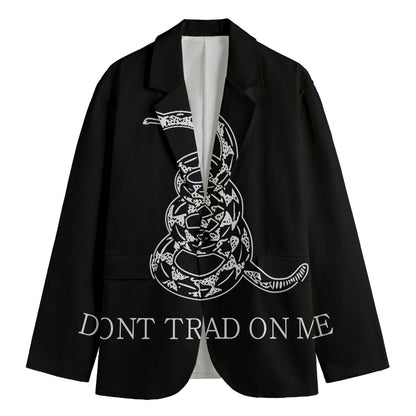 Black And White Gadsden Flag Print Men's Cotton Blazer