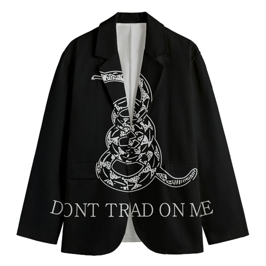 Black And White Gadsden Flag Print Men's Cotton Blazer