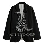 Black And White Gadsden Flag Print Men's Cotton Blazer