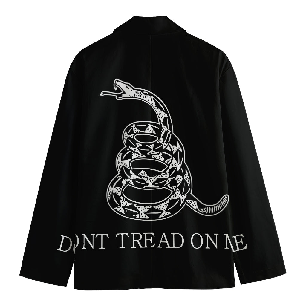 Black And White Gadsden Flag Print Men's Cotton Blazer