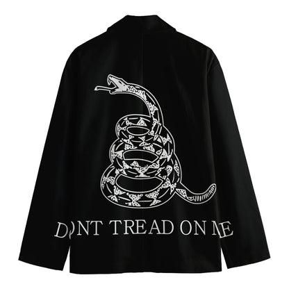 Black And White Gadsden Flag Print Men's Cotton Blazer