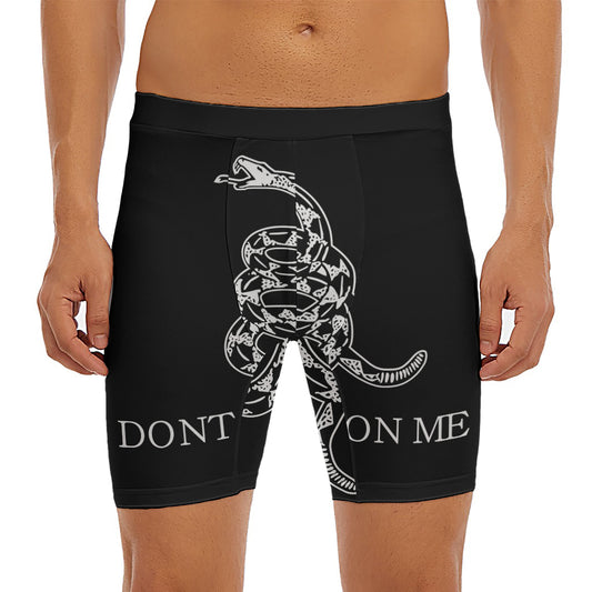 Black And White Gadsden Flag Print Men's Long Boxer Briefs