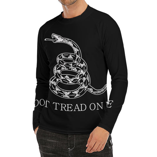 Black And White Gadsden Flag Print Men's Long Sleeve Rash Guard