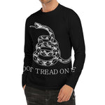 Black And White Gadsden Flag Print Men's Long Sleeve Rash Guard
