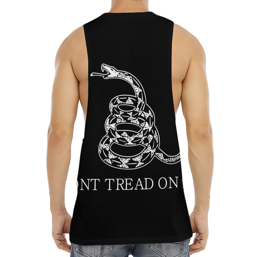 Black And White Gadsden Flag Print Men's Muscle Tank Top