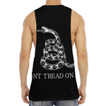 Black And White Gadsden Flag Print Men's Muscle Tank Top