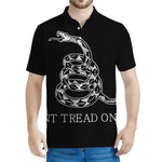 Black And White Gadsden Flag Print Men's Polo Shirt