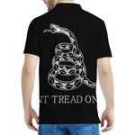 Black And White Gadsden Flag Print Men's Polo Shirt