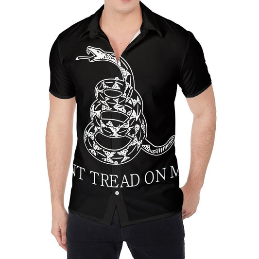Black And White Gadsden Flag Print Men's Shirt