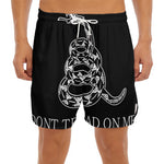 Black And White Gadsden Flag Print Men's Split Running Shorts