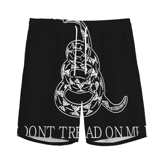 Black And White Gadsden Flag Print Men's Sports Shorts