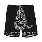 Black And White Gadsden Flag Print Men's Sports Shorts