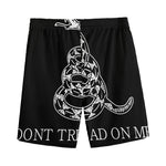 Black And White Gadsden Flag Print Men's Sports Shorts