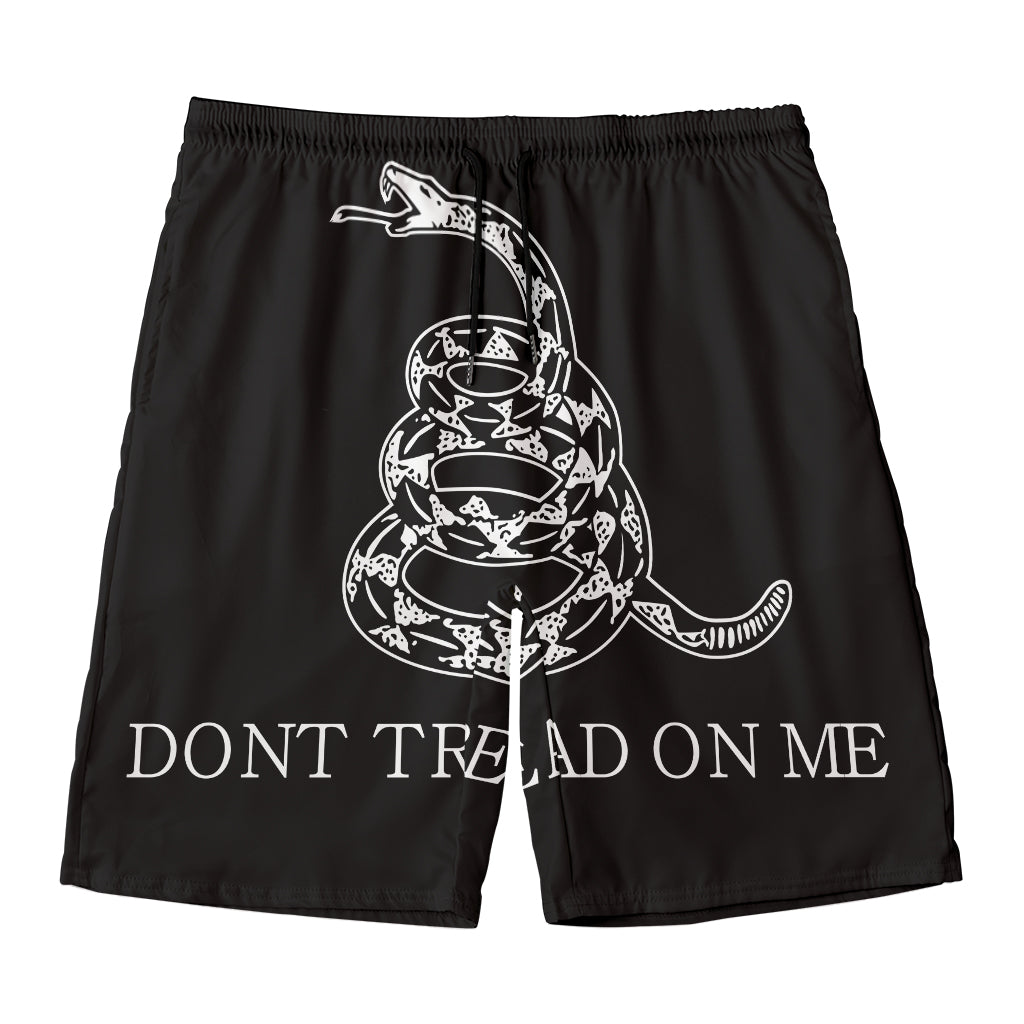 Black And White Gadsden Flag Print Men's Swim Trunks