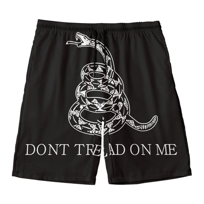 Black And White Gadsden Flag Print Men's Swim Trunks