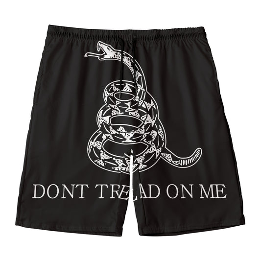 Black And White Gadsden Flag Print Men's Swim Trunks