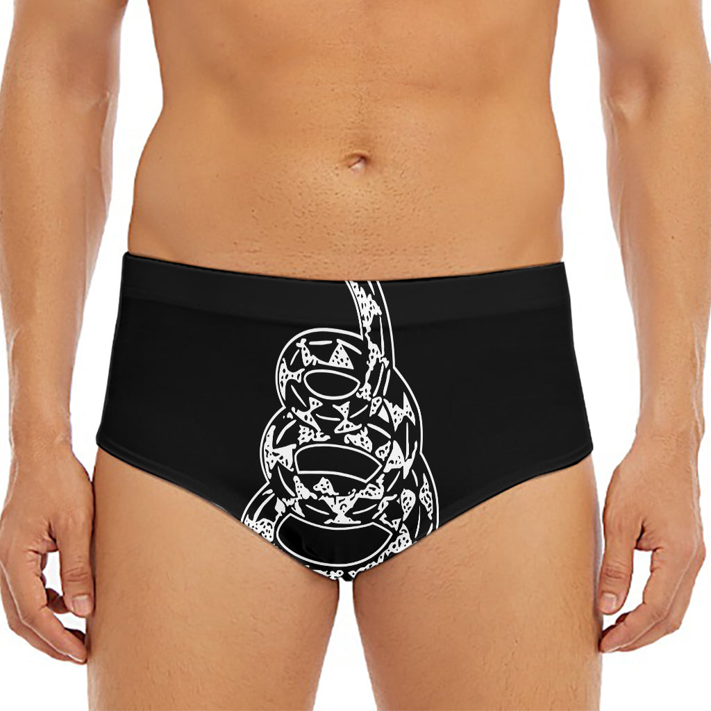 Black And White Gadsden Flag Print Men's Triangle Swim Briefs