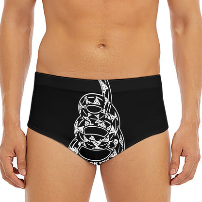 Black And White Gadsden Flag Print Men's Triangle Swim Briefs