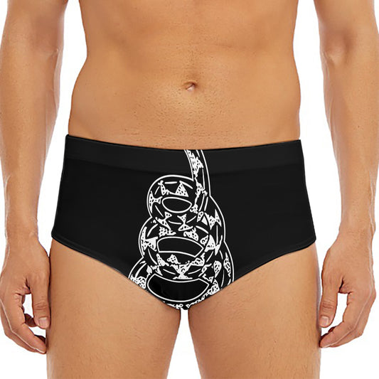 Black And White Gadsden Flag Print Men's Triangle Swim Briefs