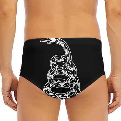 Black And White Gadsden Flag Print Men's Triangle Swim Briefs