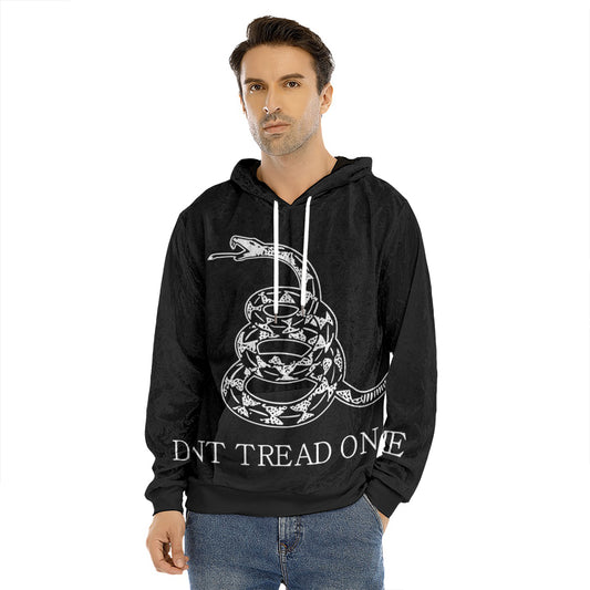 Black And White Gadsden Flag Print Men's Velvet Pullover Hoodie