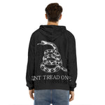 Black And White Gadsden Flag Print Men's Velvet Pullover Hoodie