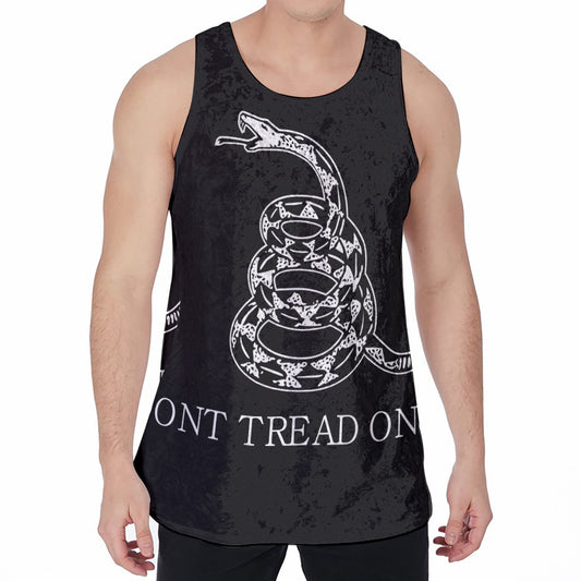 Black And White Gadsden Flag Print Men's Velvet Tank Top