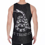 Black And White Gadsden Flag Print Men's Velvet Tank Top