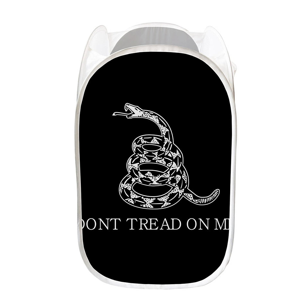 Black And White Gadsden Flag Print Mesh Laundry Hamper