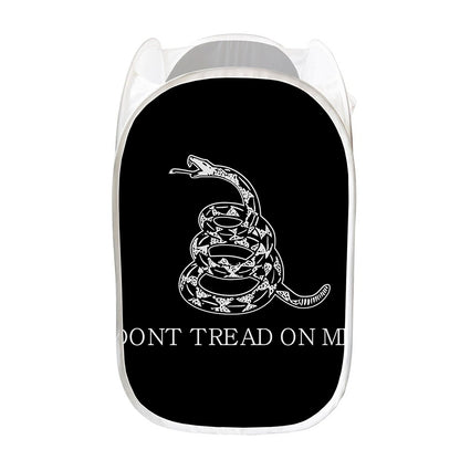 Black And White Gadsden Flag Print Mesh Laundry Hamper