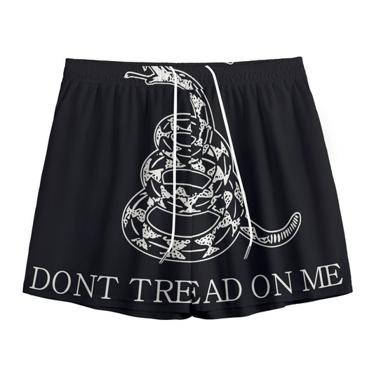 Black And White Gadsden Flag Print Mesh Shorts