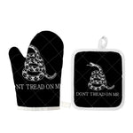 Black And White Gadsden Flag Print Oven Mitt And Pot Holder Set