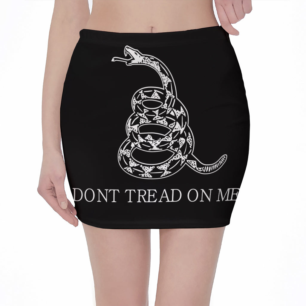 Black And White Gadsden Flag Print Pencil Mini Skirt