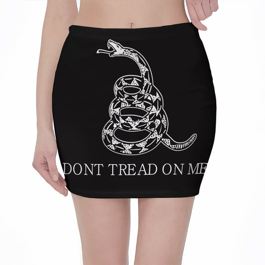 Black And White Gadsden Flag Print Pencil Mini Skirt