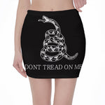 Black And White Gadsden Flag Print Pencil Mini Skirt