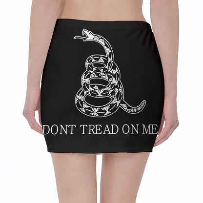Black And White Gadsden Flag Print Pencil Mini Skirt