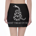 Black And White Gadsden Flag Print Pencil Mini Skirt