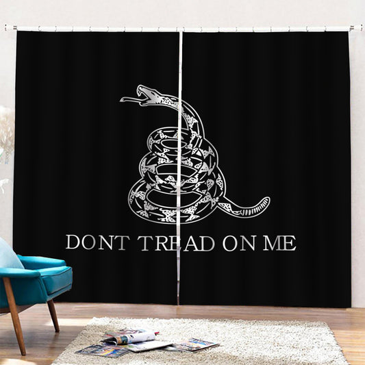 Black And White Gadsden Flag Print Pencil Pleat Curtains