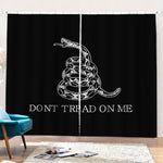 Black And White Gadsden Flag Print Pencil Pleat Curtains