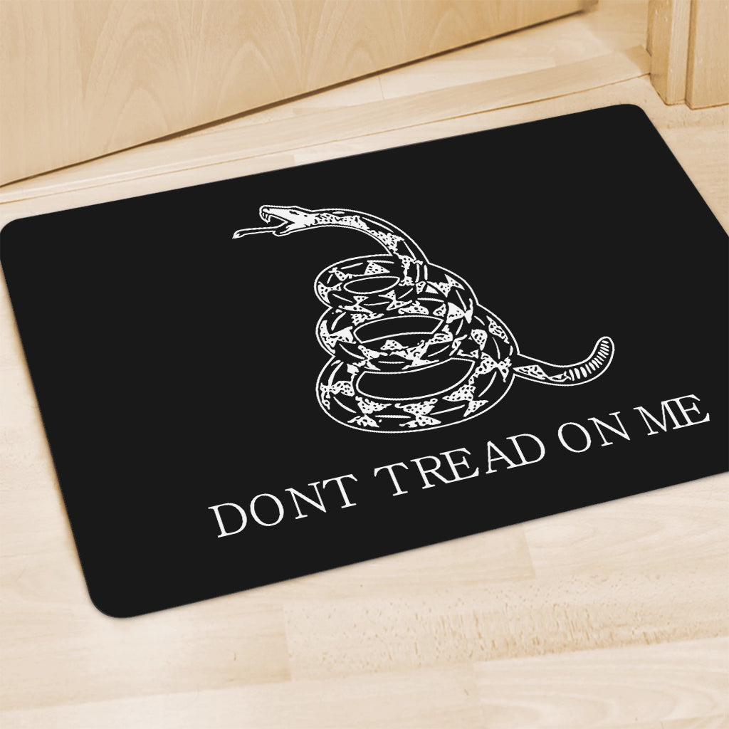 Black And White Gadsden Flag Print Polyester Doormat