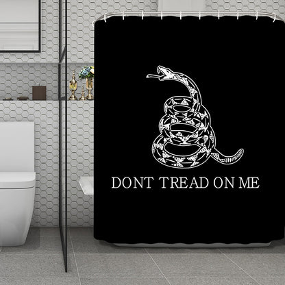 Black And White Gadsden Flag Print Polyester Shower Curtain