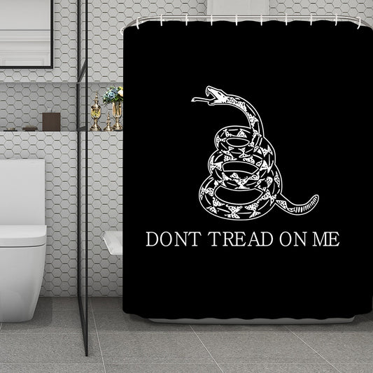 Black And White Gadsden Flag Print Polyester Shower Curtain
