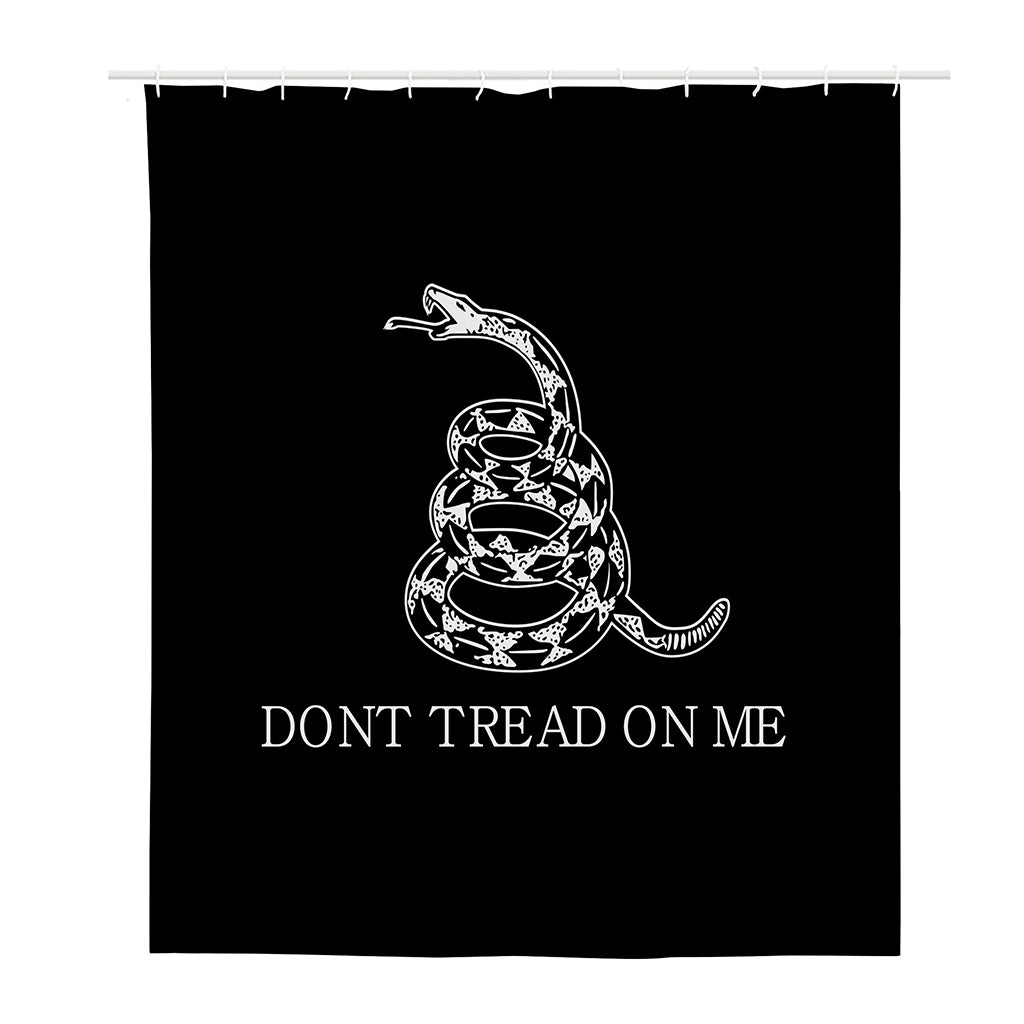 Black And White Gadsden Flag Print Polyester Shower Curtain
