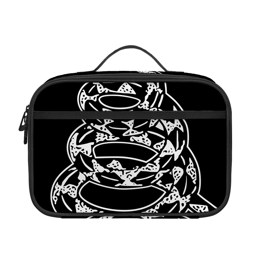 Black And White Gadsden Flag Print Portable Lunch Bag