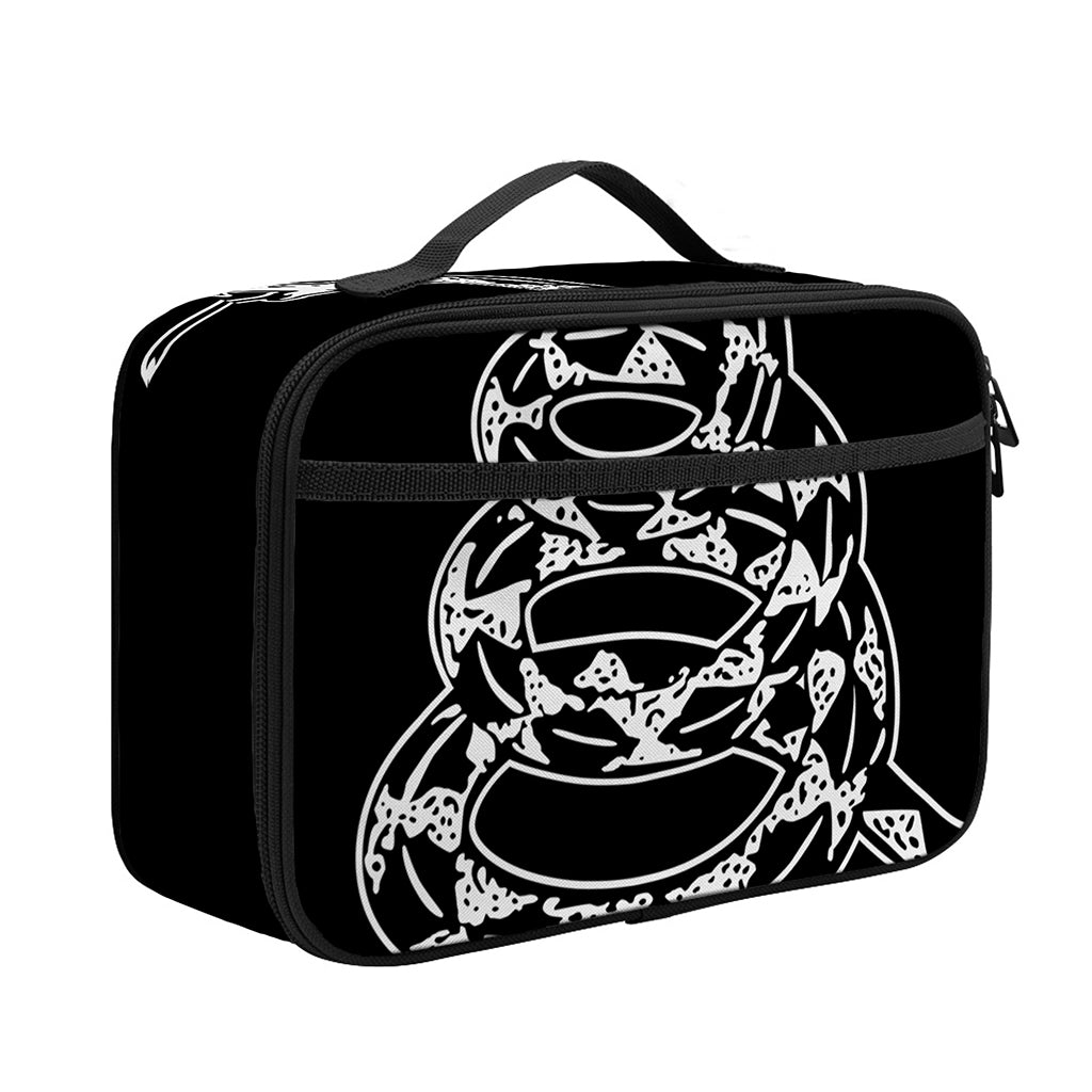 Black And White Gadsden Flag Print Portable Lunch Bag